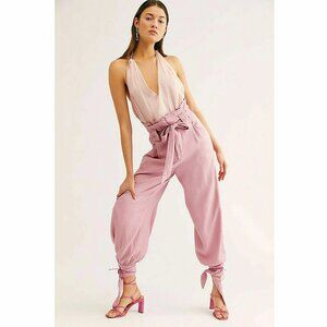 Free People Big Chill Trouser Pants Ankle Cuff Pink S 6